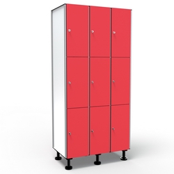 Casier 3 Portes 3 Colonnes - Rouge