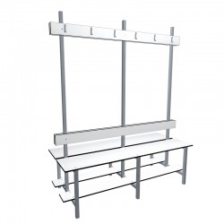 Banc 1.5m Double sans Porte sac - Blanc
