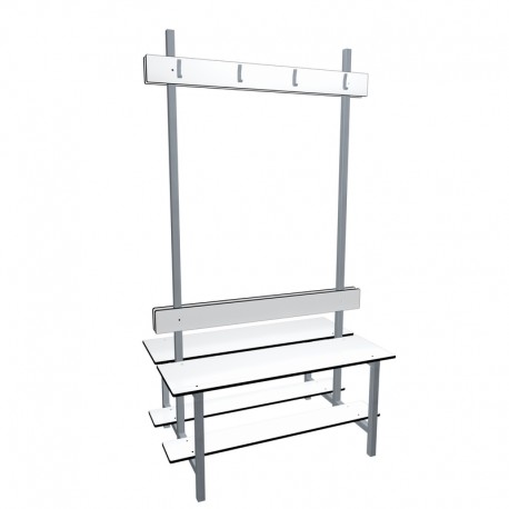 Banc 1m Double sans Porte sac - Blanc